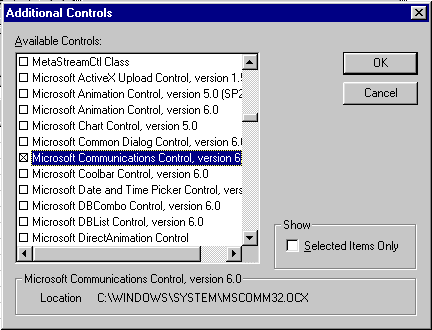 VBA additional controls - serial port example for Pencom Design, Inc. products.