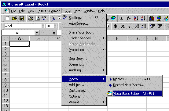 Open VBA editor in Excel - serial port example for Pencom Design, Inc. products. 